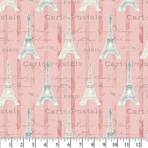 David Textiles Iconic Paris in pink 100% Cotton Fabric sold by the yard