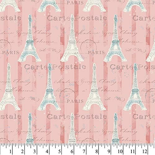 David Textiles Iconic Paris in pink 100% Cotton Fabric sold by the yard