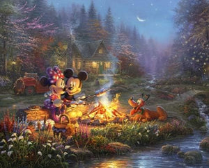 David Textiles Disney Mickey Minnie Sweetheart Campfire Panel(35"x44") Premium Quality Digital 100% Cotton Sold by The Panel