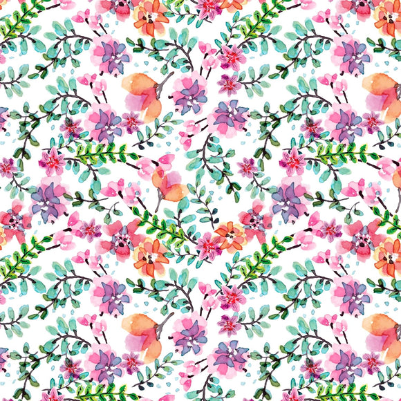David Textiles Beautiful Flowers 100% Cotton Fabric sold by the yard