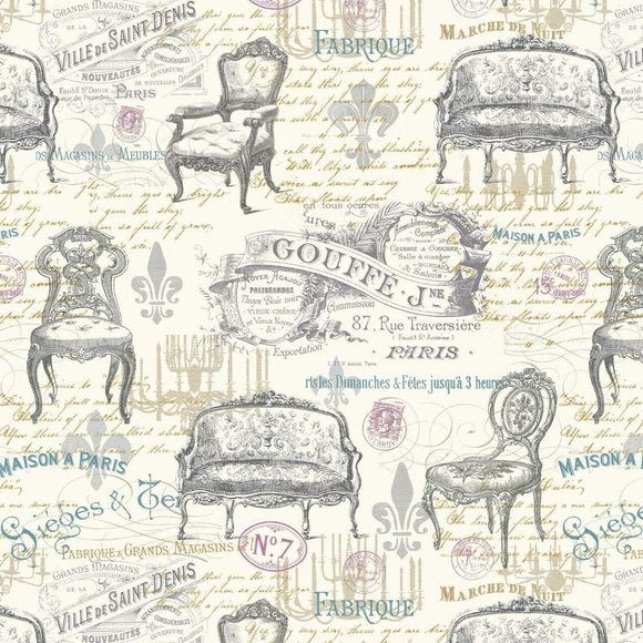 David Textiles Wild Apple Victorian Vintage Furniture Chairs Cream Premium Quality 100% Cotton Fabric sold by the yard