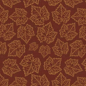 David Textiles Tonal Toss Grape Leaves Wine Beige 100% Cotton Fabric sold by the yard