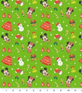 Springs Creative Disney Mickey and Minnie Christmas Icons 100% Cotton Fabric sold by the yard