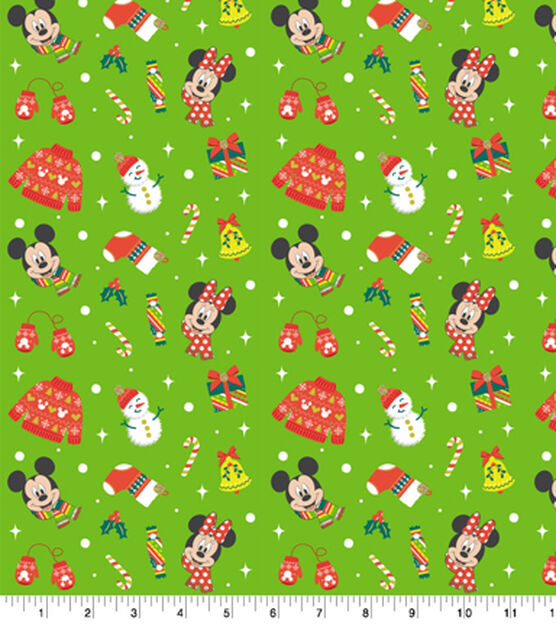 Springs Creative Disney Mickey and Minnie Christmas Icons 100% Cotton Fabric sold by the yard