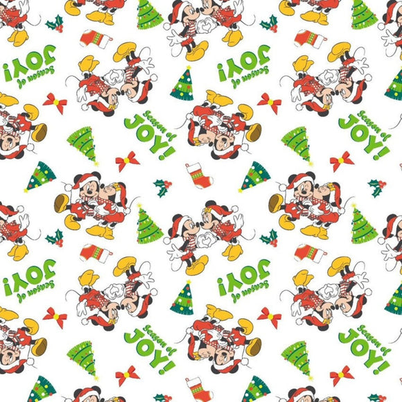 Springs Creative Mickey and Minnie Season of Joy Christmas Tree 100% Cotton Fabric sold by the yard