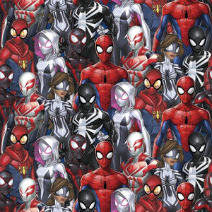 Springs Creative Marvel Spiderman Into The Spider Verse Different Packed Spiderman's Digital 100% Cotton Fabric sold by the yard