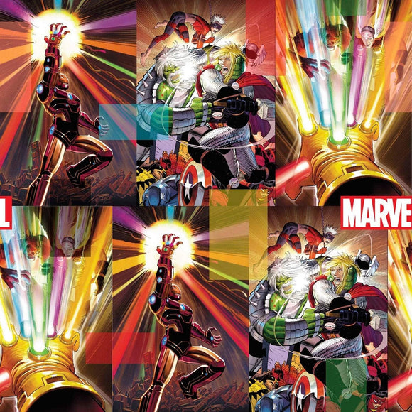 Springs Creative Marvel Avengers Energy Thor Iron Man Hulk Digital 100% Cotton Fabric sold by the yard