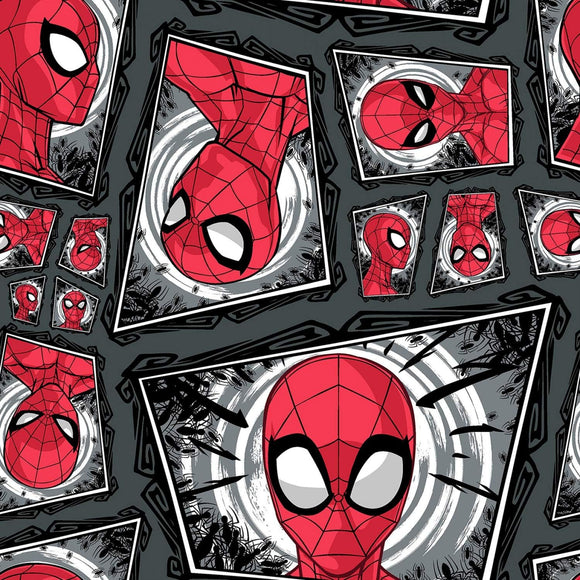 Springs Creative Marvel Avengers Spider-Man Comic Swirl Gray 100% Cotton Fabric by The Yard