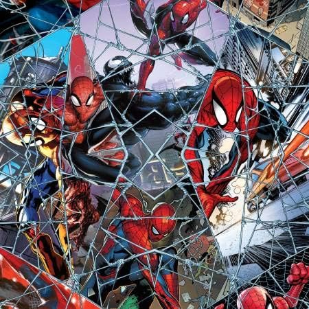 Springs Creative Marvel Avengers Spider-Man Comic Web Mosaic Digital 100% Cotton Fabric sold by the yard