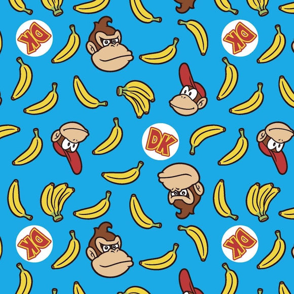 Springs Creative Super Mario Donkey Kong Coordinating Tossed Blue 100% Cotton Fabric sold by the yard