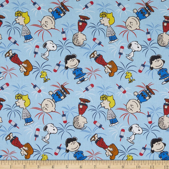 Springs Creative Peanuts Patriotic Gang Celebrate Multi, 100% Cotton Fabric sold by the yard