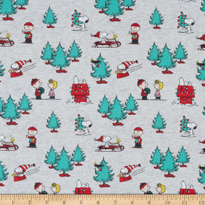 Springs Creative Peanuts Christmas Snow Multi 100% Cotton Fabric sold by the yard