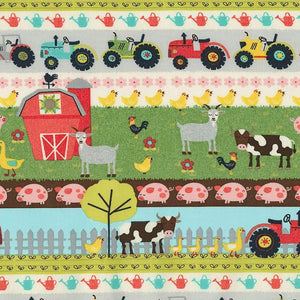 Timeless Treasures Fabrics Farm Fun Farm Stripe 100% Cotton Fabric sold by the yard