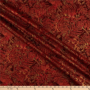 Timeless Treasures Metallic Thankful & Grateful Ferns Currant Quilting 100% Cotton Fabric sold by the yard