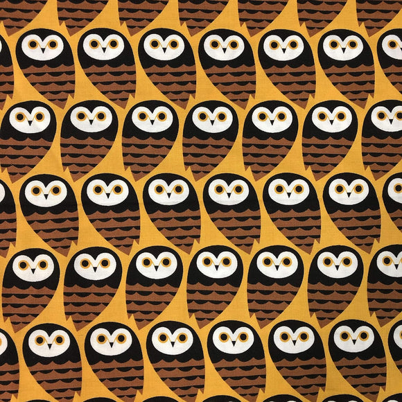 Timeless Treasures Owls in Gold Premium Quality 100% Cotton Fabric sold by the yard