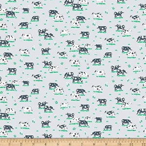 Dear Stella Cows On Cloud Gray Premium Quality 100% Cotton Fabric sold by the yard