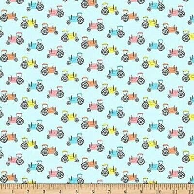 Dear Stella On The Farm Tractors Horizon Blue Premium Quality 100% Cotton Fabric sold by the yard