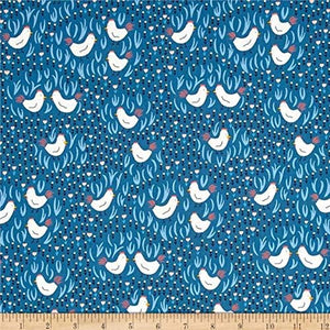 Dear Stella Fresh Dew Spring Chicken Navy Blue Premium Quality 100% Cotton Fabric sold by the yard