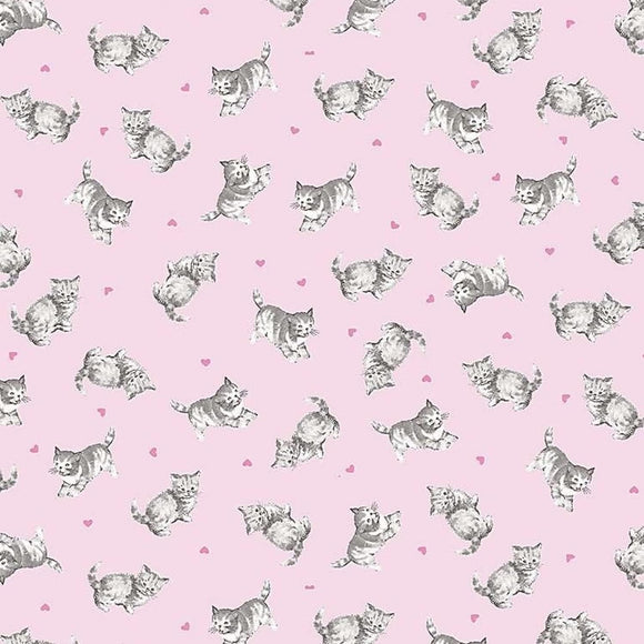 Timeless Treasures Tossed Cat Dolls Pink Premium Quality 100% Cotton Fabric sold by the yard