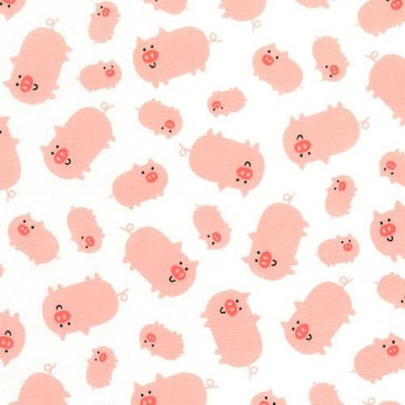 Timeless Treasures Cute Farm Animals Pigs White Premium Quality 100% Cotton Fabric sold by the yard