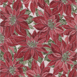 Timeless Treasures Holiday CM7756 Metallic Red Poinsettias 100% Cotton Fabric sold by the yard