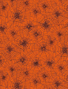 Timeless Treasures Halloween Web Orange 100% Cotton Fabric sold by the yard