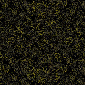 Timeless Treasures Metallic Peony Outlines Black/Gold Premium Quality 100% Cotton Fabric sold by the yard