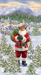 Timeless Treasures Santa in a Straw Hat 24x43" Panel Premium Quality 100% Cotton Fabric sold by the panel