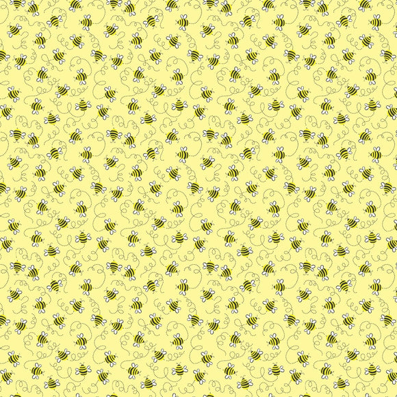Timeless Treasures Swirling Bees Yellow Premium Quality 100% Cotton Fabric sold by the yard