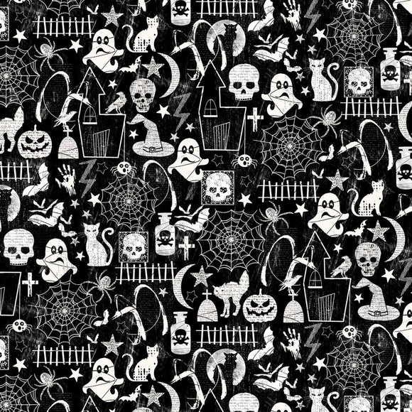 Timeless Treasures Halloween Glow in The Dark Motifs Premium Quality 100% Cotton Fabric sold by the yard
