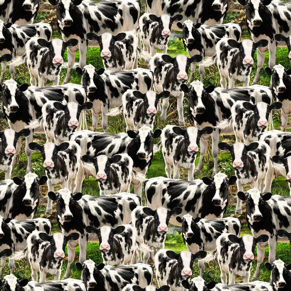 Timeless Treasures Country Farm Packed Cows Multicolor Premium Quality 100% Cotton Fabric sold by the yard