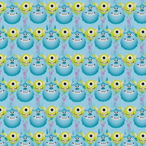 Springs Creative Monster Inc Blue Green 100% Cotton Fabric sold by the yard