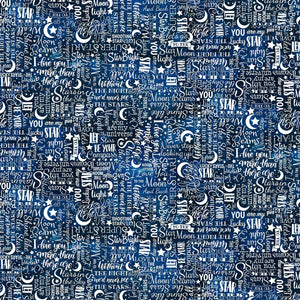 Timeless Treasures Nursery Star Text Blue Premium Quality 100% Cotton Fabric sold by the yard