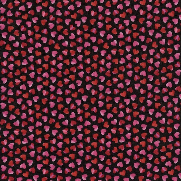 Timeless Treasures Red Ombre Hearts Black Premium Quality 100% Cotton Fabric sold by the yard