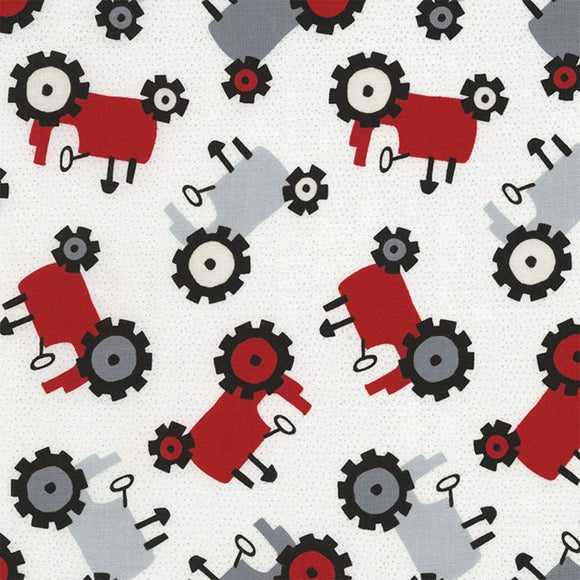 Timeless Treasures Foam Tossed Tractor 100% Cotton Fabric sold by the yard
