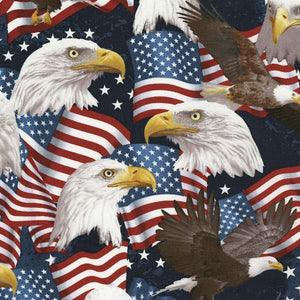 Timeless Treasures Land of The Free Eagles USA Premium Quality 100% Cotton Fabric sold by the yard