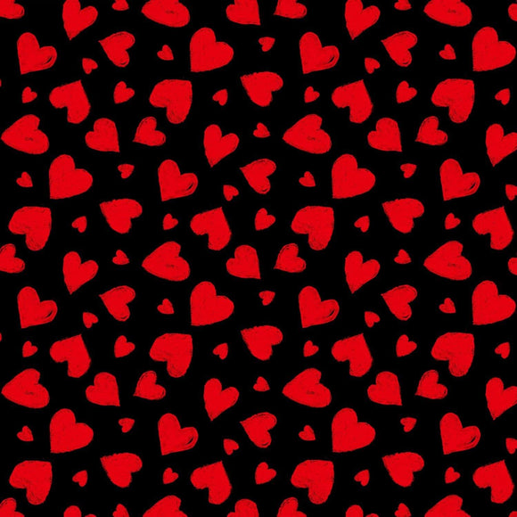 Timeless Treasures You Make My Heart Happy Black Happy Hearts Premium Quality 100% Cotton Fabric sold by the yard