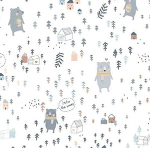 Dear Stella The Big Freeze Bear Hike White Premium Quality 100% Cotton Fabric sold by the yard
