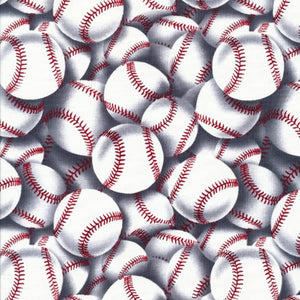 Timeless Treasures Baseball Toss White, Quilting 100% Cotton Fabric sold by the yard