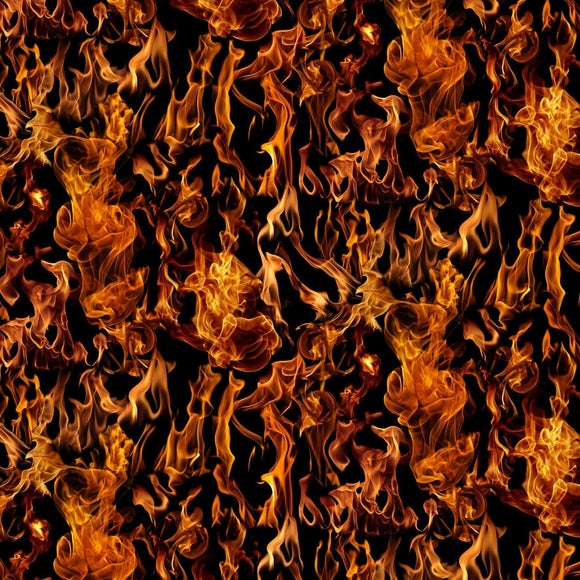 Timeless Treasures Fire/Flames Black Premium Quality 100% Cotton Fabric sold by the yard