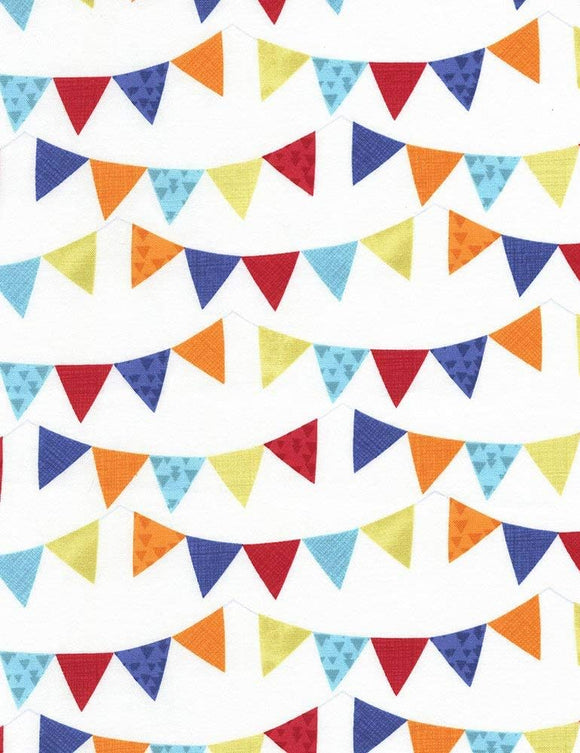 Timeless Treasures Party Pennants Ivory Premium Quality 100% Cotton Fabric sold by the yard