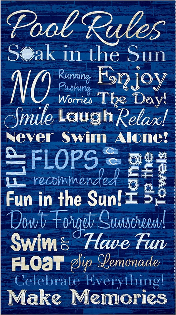 Timeless Treasures Pool Rules 24x43 In. Panel Blue Quilt Fabric, Blue 100% Cotton Fabric sold by the panel