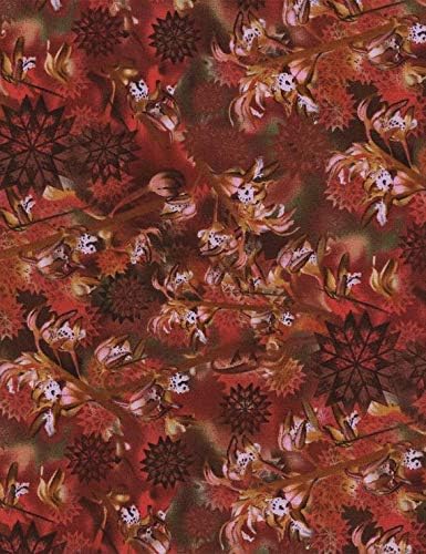 Timeless Treasures Rust Coral Root Premium Quality 100% Cotton Fabric sold by the yard