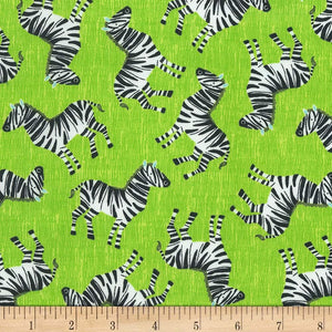 Timeless Treasures Jungle Boogie Tossed Zebra Lime Quilt 100% Cotton Fabric sold by the yard