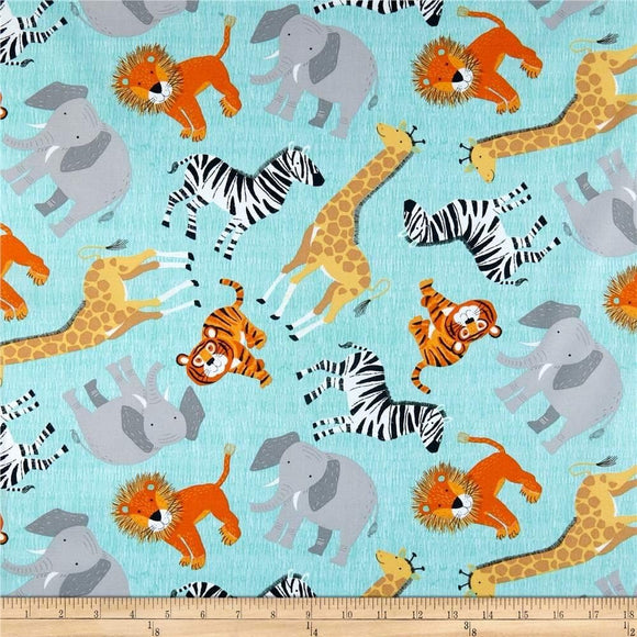 Timeless Treasures Jungle Animal Toss Premium Quality 100% Cotton Fabric sold by the yard