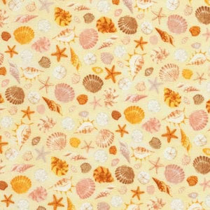 Timeless Treasures Sand Seashells Premium Quality 100% Cotton Fabric sold by the yard