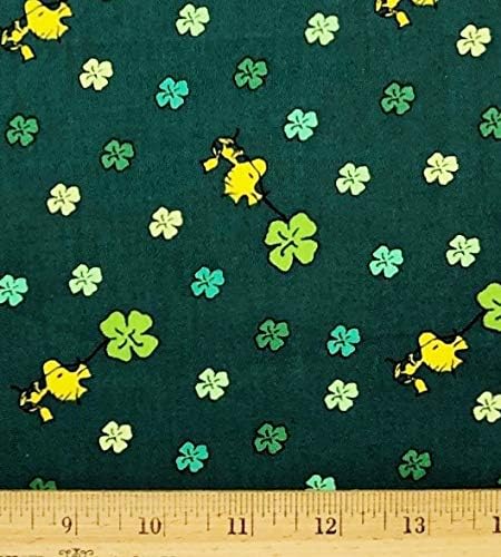 Springs Creative Lucky Woodstock 4-Leaf Clovers on Dark Green Cotton Fabric (Great for Quilting, Sewing, Craft Projects, Throw Pillows & More) 100% Cotton Fabric sold by the yard
