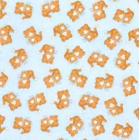 Timeless Treasures Cute Cats Blue Fabric Premium Quality 100% Cotton Fabric sold by the yard