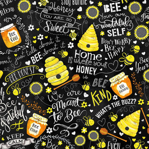 Timeless Treasures What's The Buzz Bee Hives Black Premium Quality 100% Cotton Fabric sold by the yard