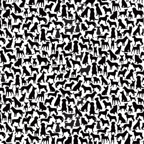 Timeless Treasures Shadow Dogs Black/White Premium Quality 100% Cotton Fabric sold by the yard